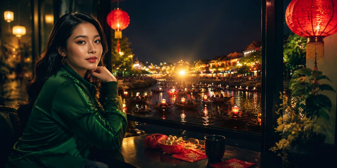Phong cảnh Hội An với phong bao lì xì năm mới